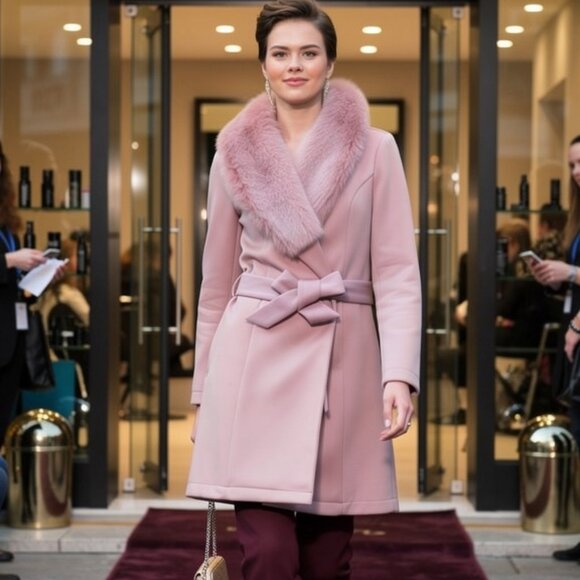 Haute Monde Faux Fur Coat Hooded Mauve HMJ20969 Women’s Size Large Plush Jacket - Picture 1 of 10